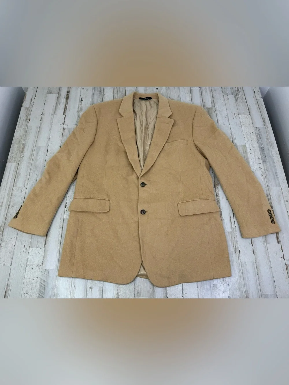 Jos A Bank Mens 46L 100% Camel Hair Blazer Tan Sport Coat Jacket Lined